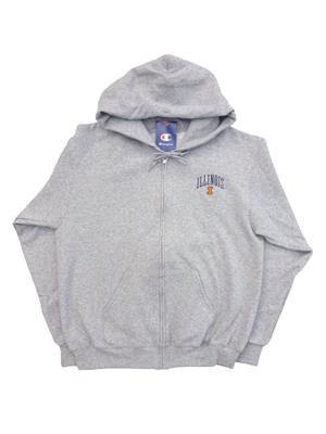 Image of ILLINOIS POWERBLEND FULL ZIP HOODIE -  heathergrey